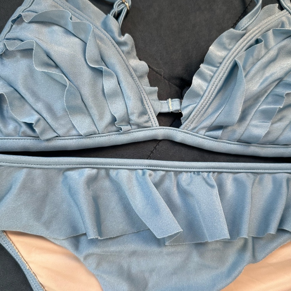 Chelsea & Violet Light Blue Ruffled Bikini - Picture 3 of 5
